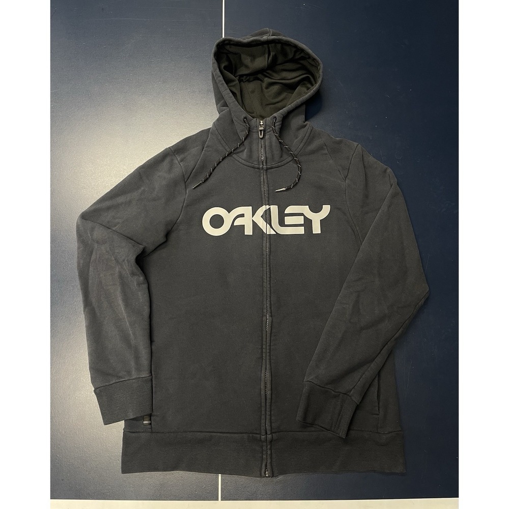 Y2K Oakley Black Full Zip Spell Out Hoodie Men's Small